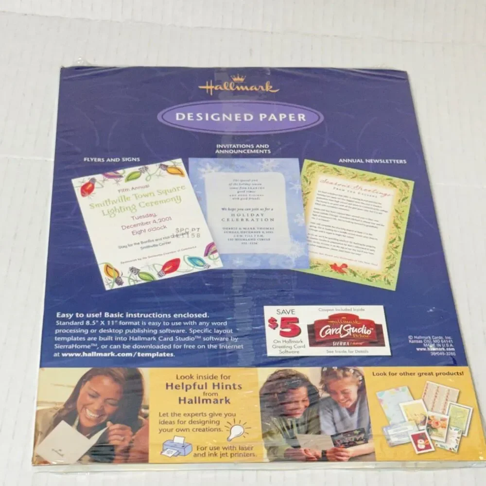 Lot 3 pks Holiday Designer Paper Letterheads Holiday Lights Candy Canes Tree Toy